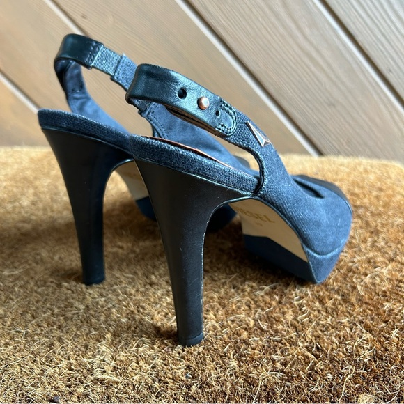 Diesel Women's Black canvas and leather heels sz 39 - Picture 4 of 9